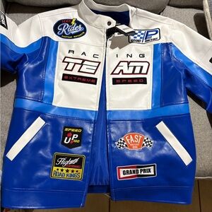 Racing Team Blue and White Men's Jacket